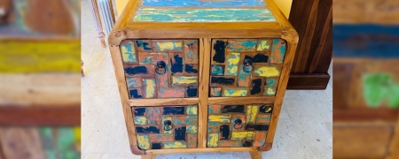 Cassettiera artigianale etnico modello Trapezio in stile vintage